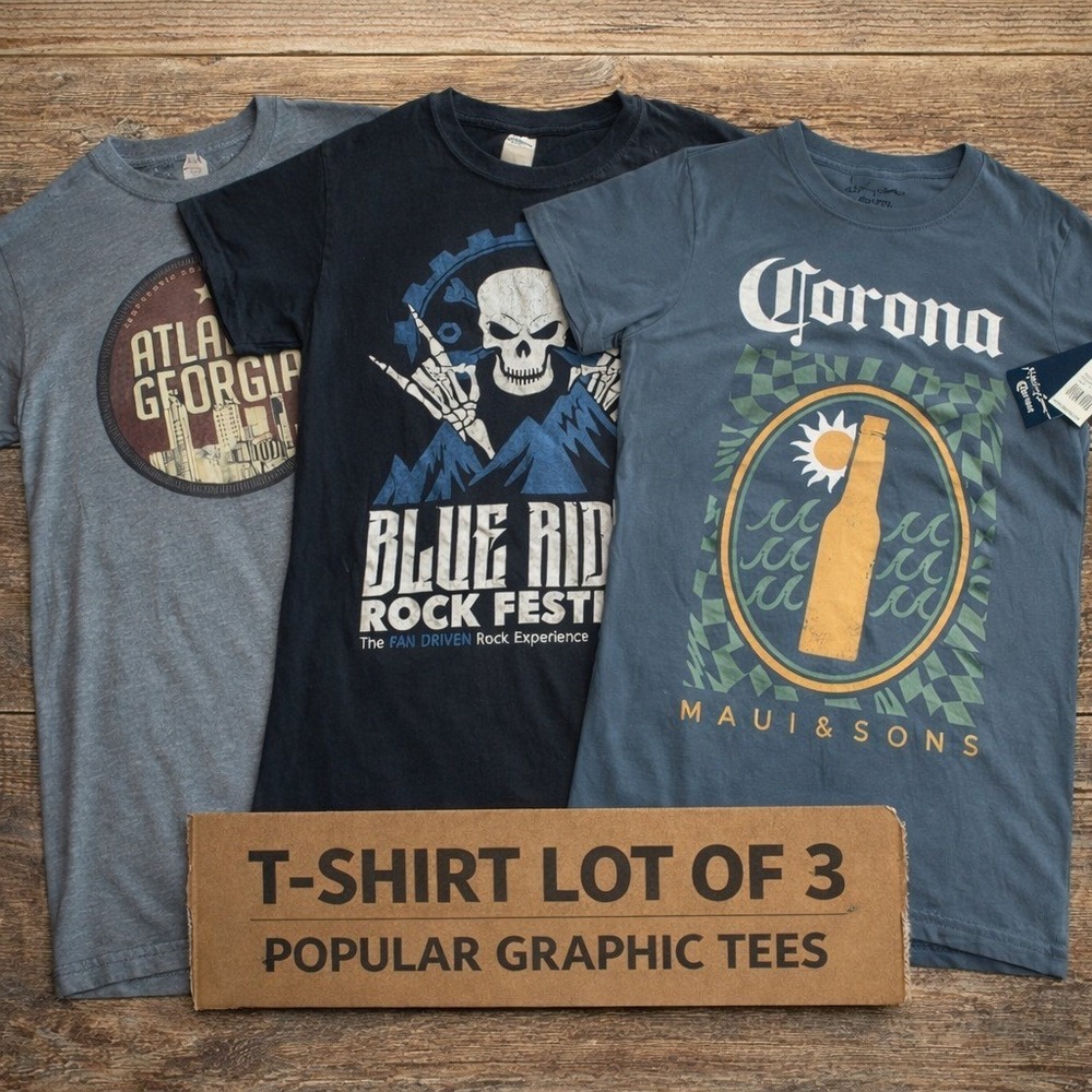 Lot of 3 Graphic T Shirts Small Blue Ridge Rock Festival Atlanta Georgia Corona